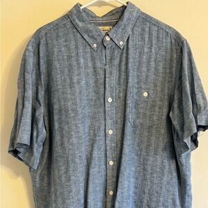 Casual Short-Sleeve Button-Down Shirt in Heather Blue